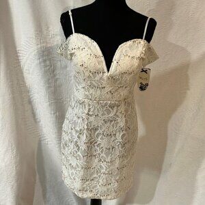 Way‎ In Clothing Co ivory and gold lace dress, size 9, NWT